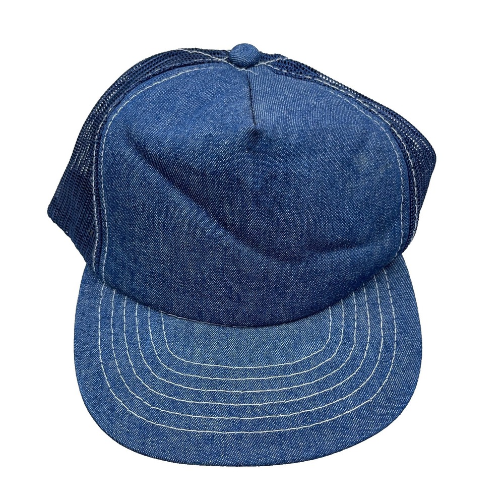 Vintage Denim Trucker Hat Cap Snapback Blank Mesh Adjustable Blue Jean 90s
